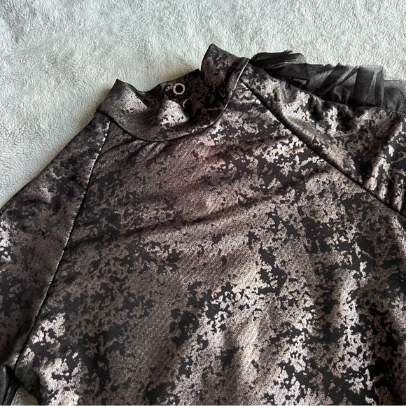 Tenth House Dance Metallic Foiled Ruffle Leotard Performance Stage Costume Black - Picture 9 of 13